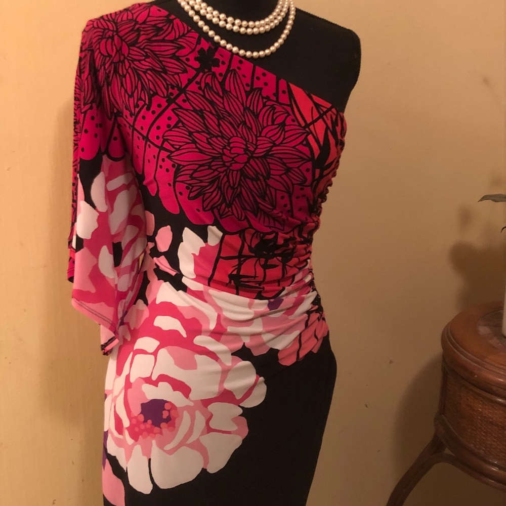 Black and Floral Strapless dress